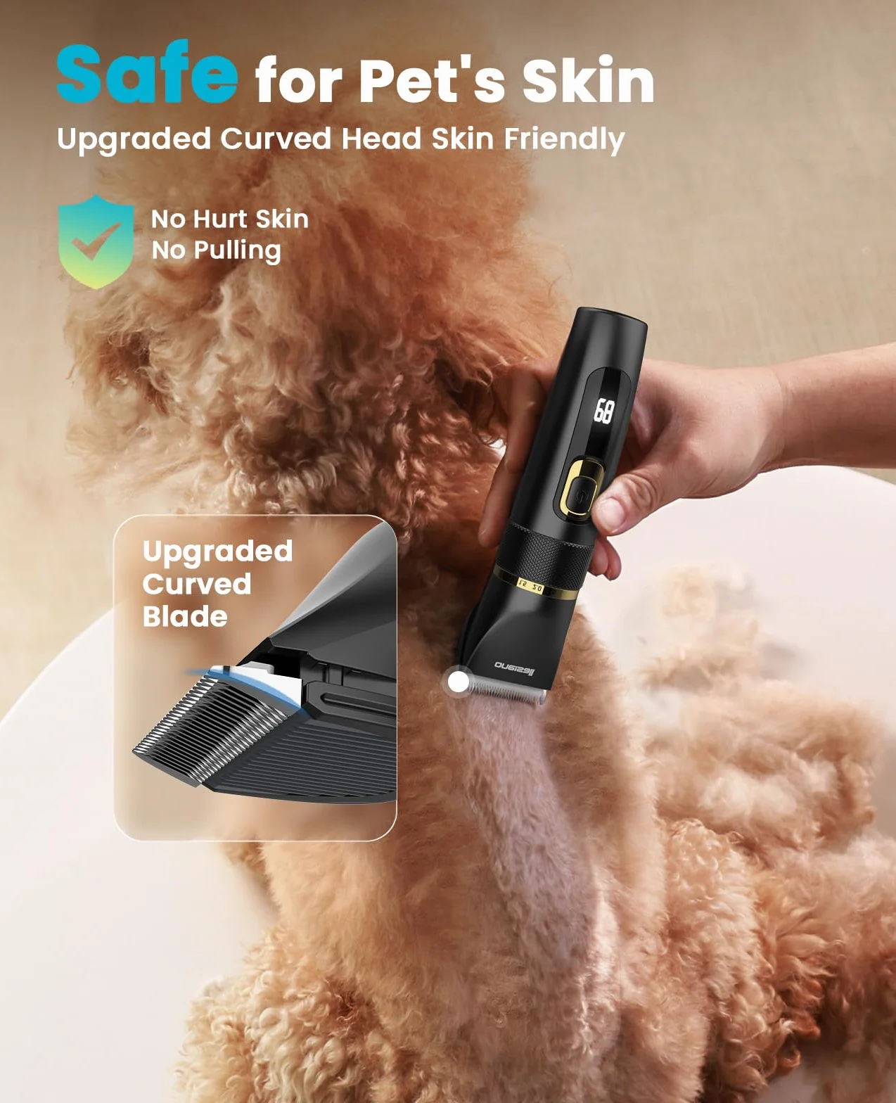oneisall Silencioso Maquina cortar pelo Perros Mejorada Pro, Profesional Cortapelos Perros Gatos 2000mAh Recargable, IPX7 Impermeable Maquina de cortar pelo barboncini