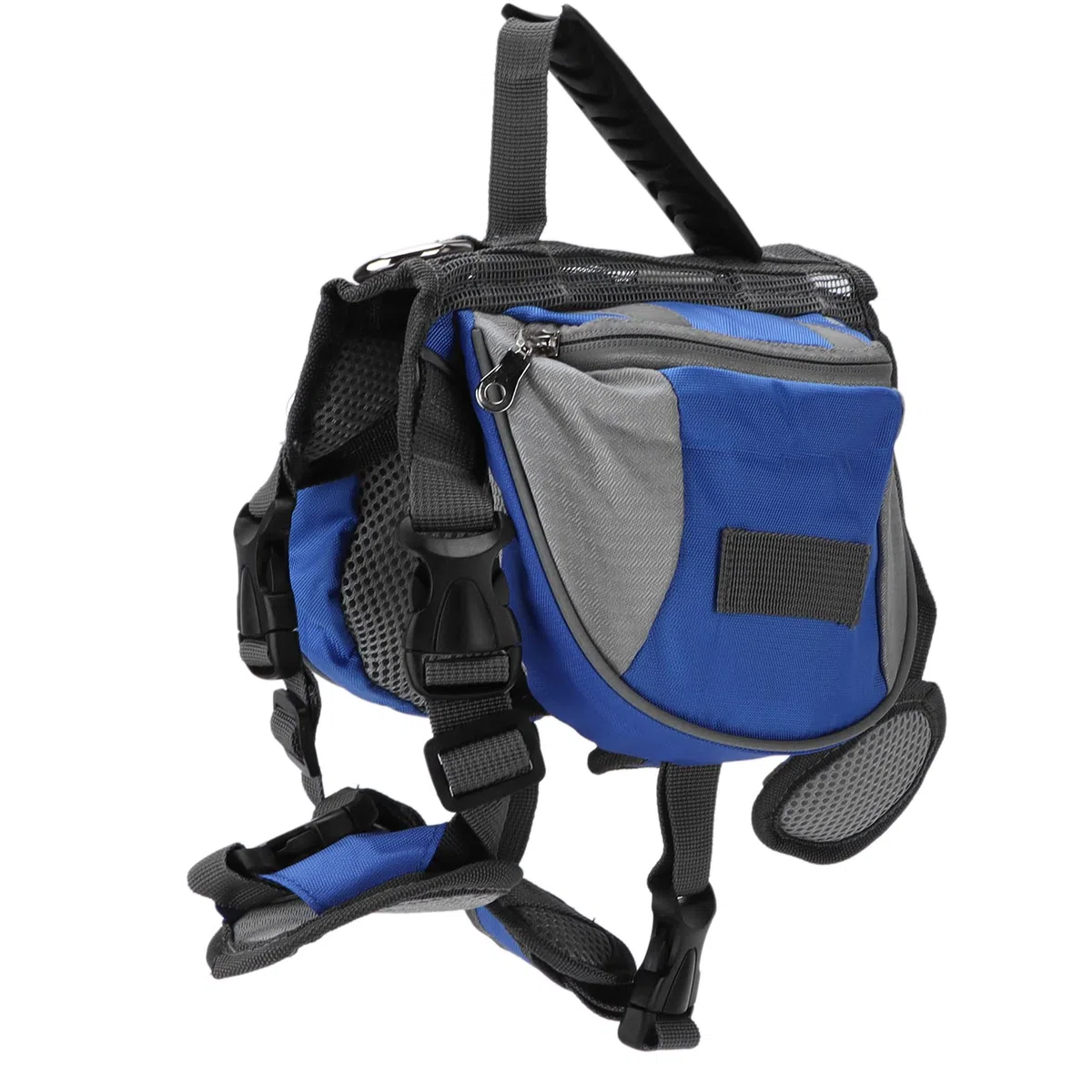 Paquete De Alforjas Para Perros, Mochila De Senderismo Para Perros, Con Tira Reflectante, Alforja Para Perros Para Viajes Y Acampadas, Perros Pequeños, Medianos Y Grandes(S-Azul y gris)