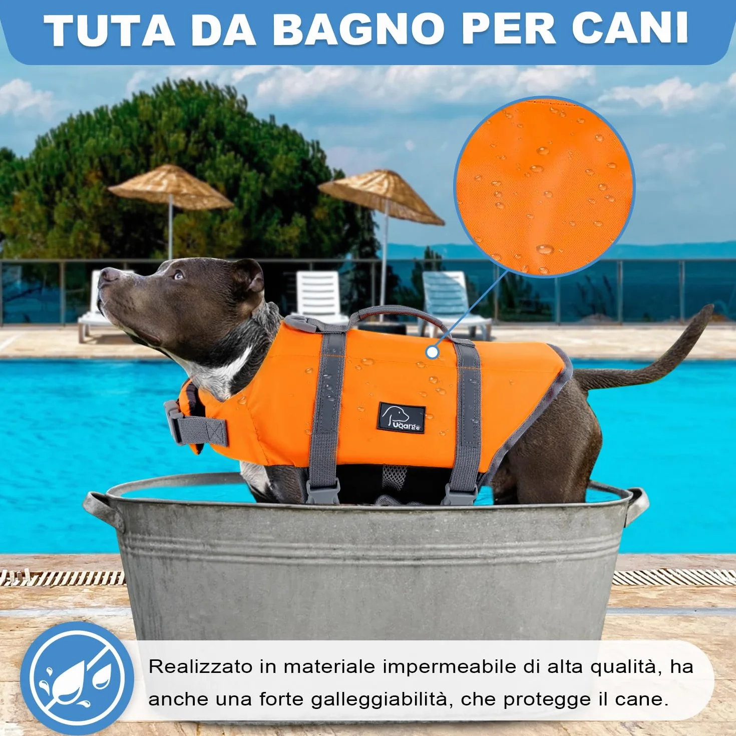 Voarge Chaleco salvavidas para perros, chaleco salvavidas para mascotas, para perros, tamaño ajustable con fuerte asa de natación y rescate naranja, XS (XL)
