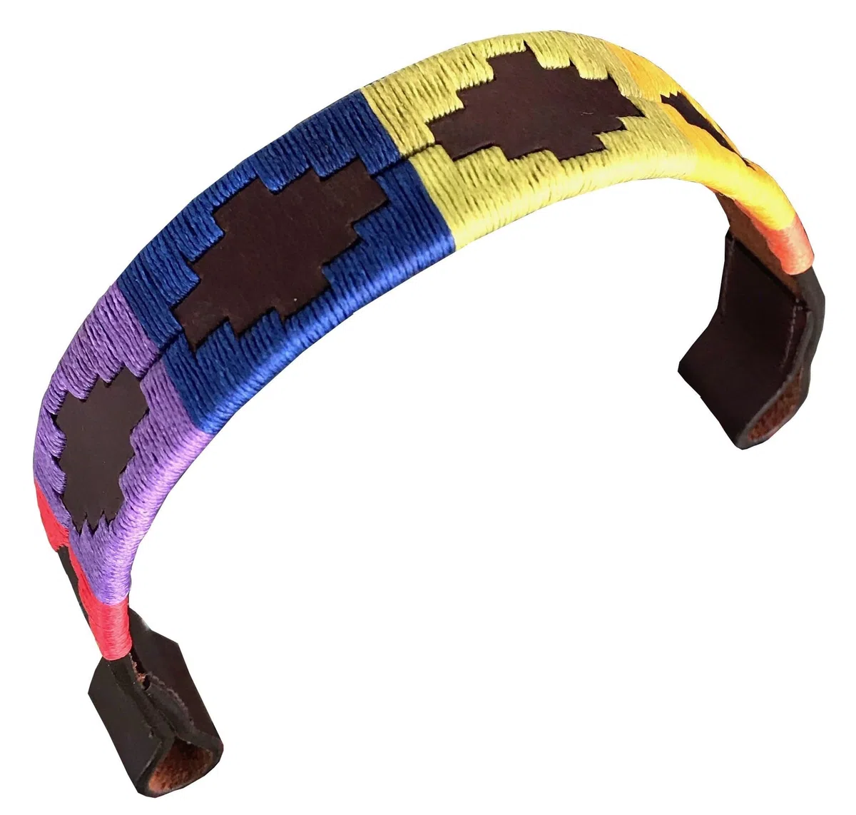 Carlos Diaz Frontalera Polo Gaucho Bordada y Encerada de Cuero Genuino de Diseñador (Caballo Cob 15 Pulgadas)