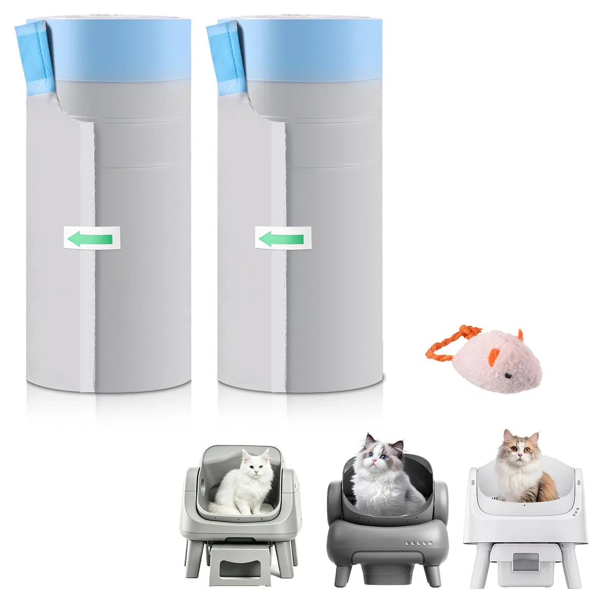 Bolsas para caja de arena para gatos Neakasa M1 y PetPivot Autoscooper 11, paquete de 40 bolsas automáticas para caja de arena para gatos a prueba de fugas