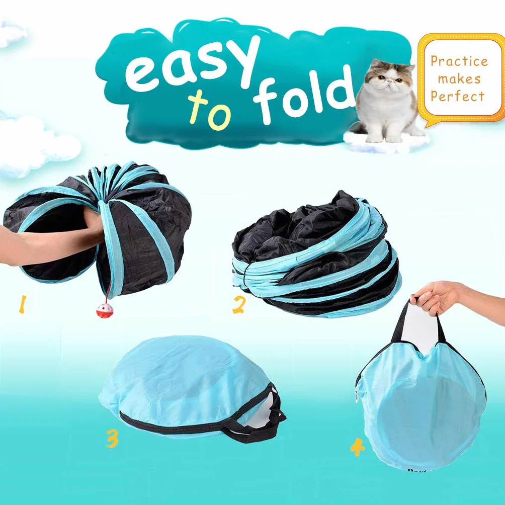 Túnel De 5 Vías para Gatos, Tubo Plegable para túnel de Mascotas con Bolsa de Almacenamiento para Gatos, Cachorros, Conejos, Conejillos de Indias, Uso en Interiores y Exteriores