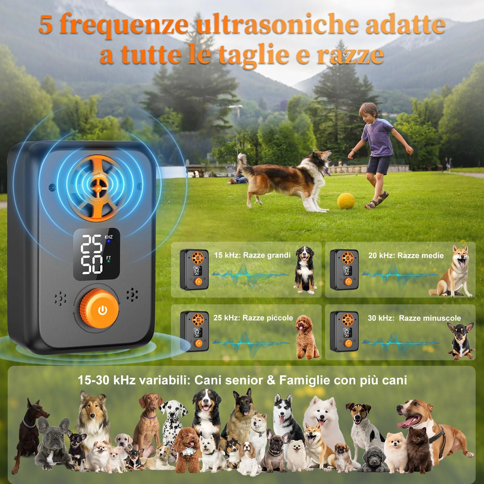 Antiladridos para Perros Ultrasonidos - Dispositivo Repelente con 5 Frecuencias, 3 Modos y Auto Detención - Efectivo para Interior y Exterior (Verde)