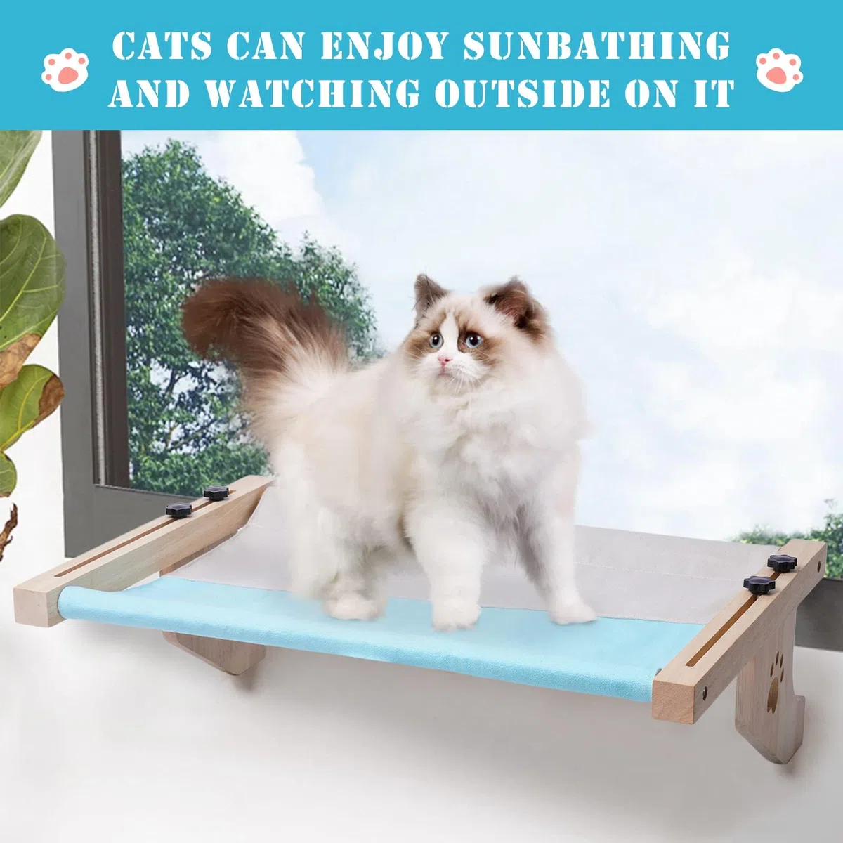 Hamaca Cama Gato Ventana para Amaca Camita Gatos, Cama Colgante para Gatos Ajustable Almohadilla Suave Extraíble y Lavable Que Soporta hasta 14kg