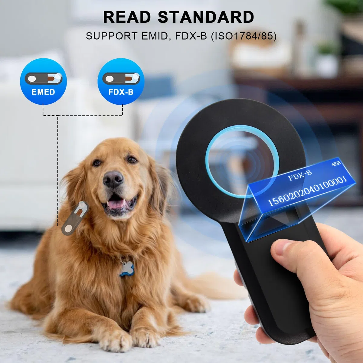 ARCELI Lector Microchip Animales, Bluetooth Lector Chip Mascotas, Lector de Chip para Perros/Gatos 134,2KHz, 128 Almacenamiento de Datos, ISO11784/85/HFDX-B/EMID