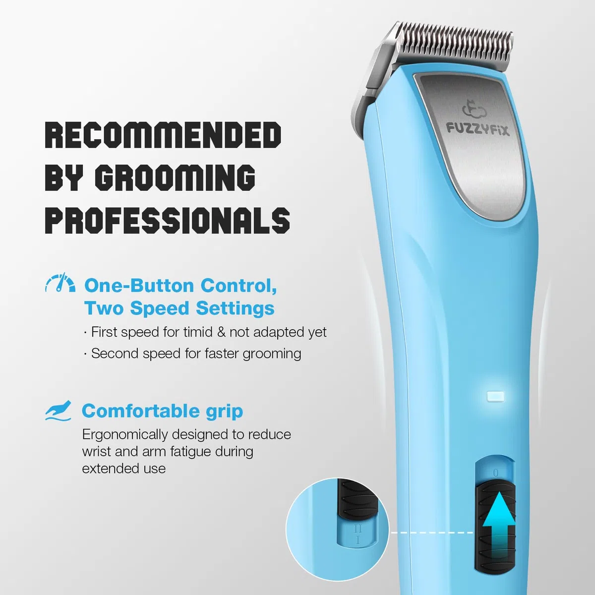 Cortapelos Profesional, Máquina de Cortar Pelo para Perros Ergonómica de 2 Velocidades, para Pelo Largo y Enmarañado, Azul