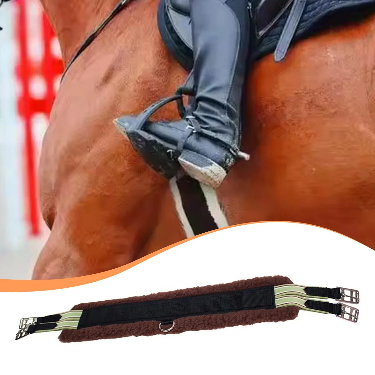 Cincha para Caballo Cincha Transpirable Cincha de Montura Cincha de Caballo con Tela de Franela de Acero Fácil de Acoplar a O