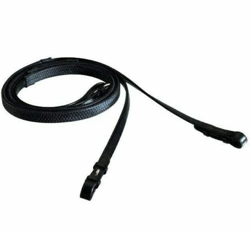 Cwell Equine - Riendas de goma duraderas, color negro y marrón, Full, Negro , 6