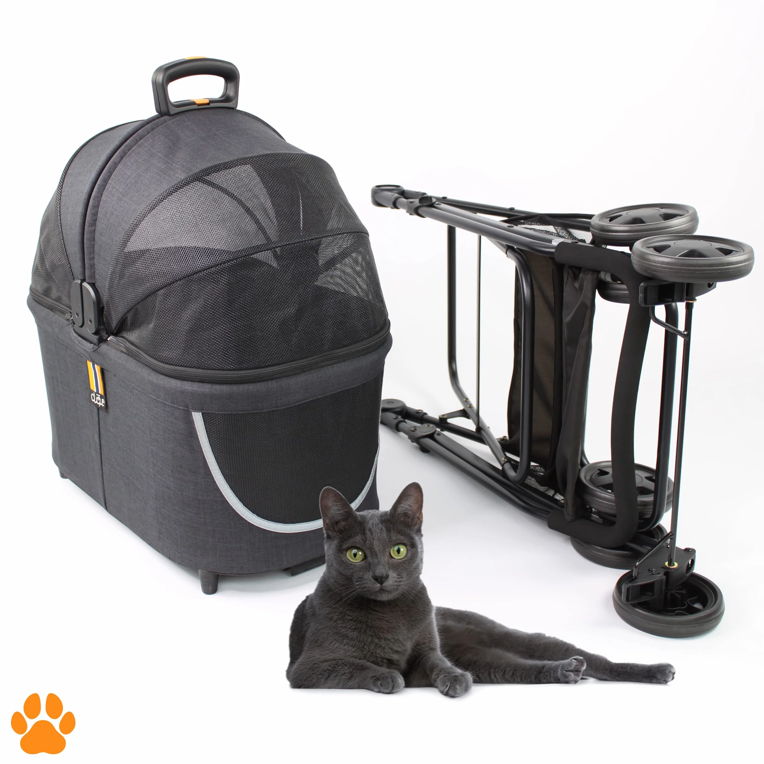 Modelo COCO 2 IN1 – Carrito de paseo perros hasta 15kg, cesta adicional para las compras o los accesorios de tu mascota, fácil de plegar y con ruedas flexibles diseño moderno
