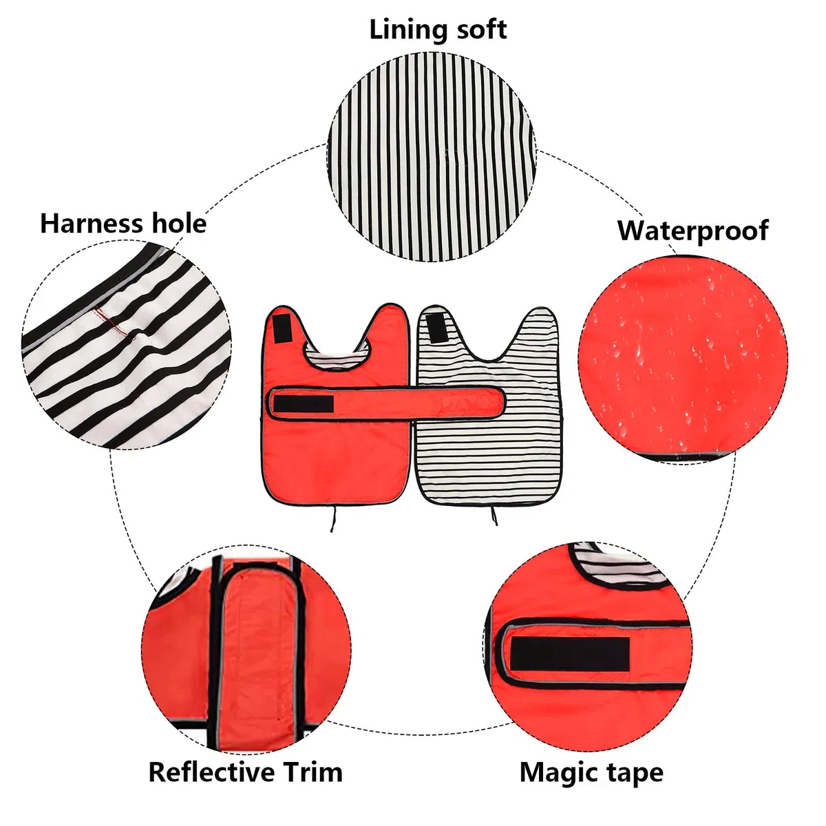 Geyecete-Chubasquero Perro para Salchicha,Impermeable Perro Chaqueta con Correas Reflectantes/Agujero para Arnés,Ajustable Ligera Dachshund Raincoat-Rojo-L