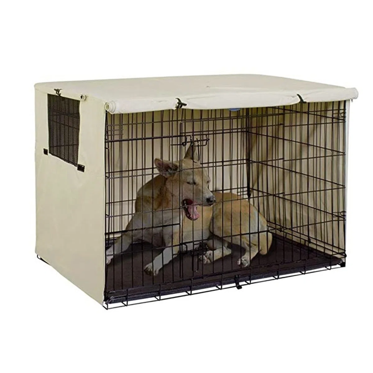 Cubierta para Jaula para Perros Al Aire Libre, Cubierta Duradera para Jaula para Perros, Tela Oxford 210D, Cubierta para Perrera para Mascotas, Parasol Impermeable, 31,1x20,9x20,0 Pulgadas(beige)
