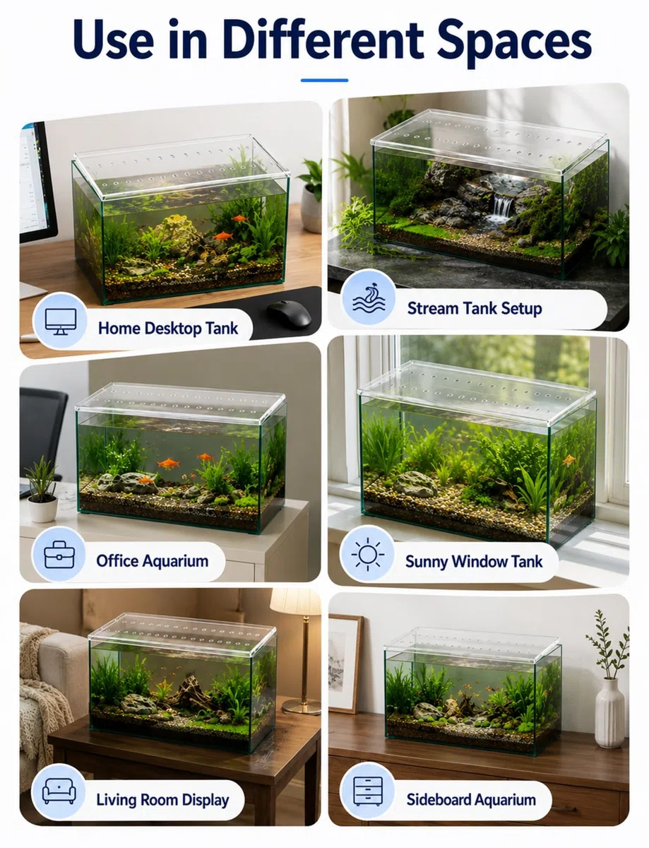 Genérico Tapa de Acuario de Acrílico Transparente 5 mm, Cubierta para Pecera con Ranuras de Ventilación, Protector Antisalto para Acuario Abierto, Más de 100 cm se Envía en 2 Piezas(40x30 cm)