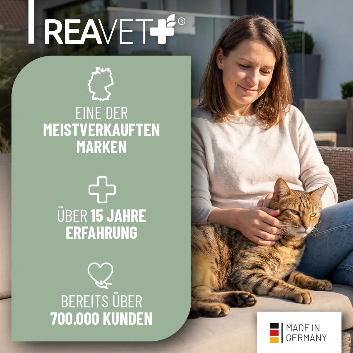 ReaVET Complete Cat 4 en 1 - Suministro natural para gatos durante 2 meses, vitaminas para gatos, activa las defensas, fortalece el sistema inmunológico, articulaciones y gastrointestinales, con