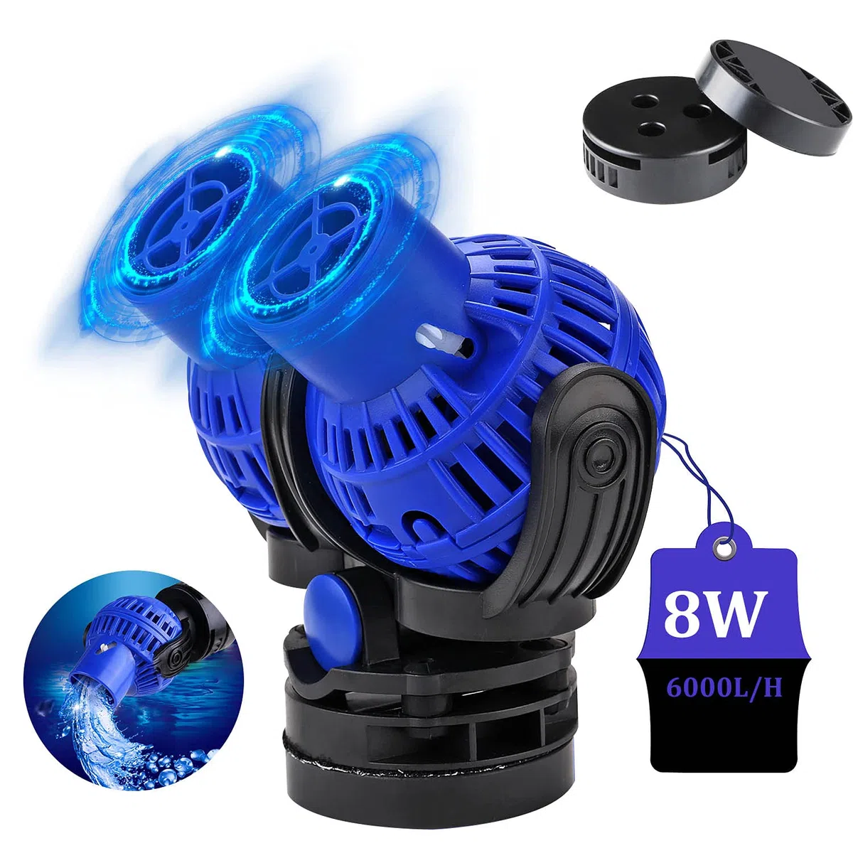 EXLECO JVP-230 - Bomba de mezcla de 6000L/H 8 vatios bomba de ondas para acuario, 80~100 cm bomba de circulación para agua dulce y salada