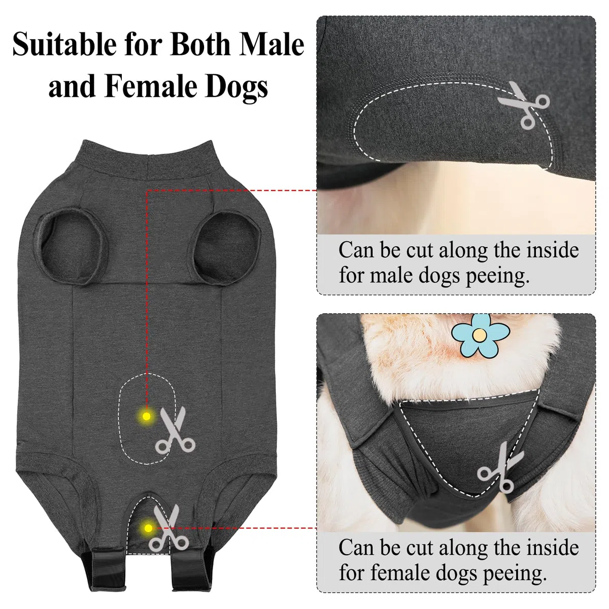 Traje de recuperación para Perros Body Perro postcirujia Chaleco de recuperacion Camiseta Perro postoperatorio Ropa Perros esterilizacion Machos Hembras Protector de heridas Abdominales