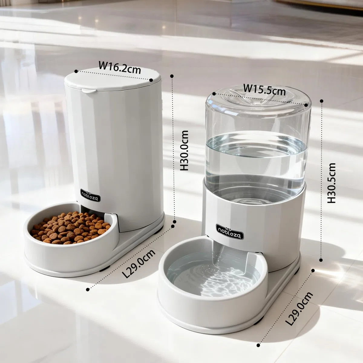 Nobleza Comedero Automático y Bebedero Gatos Perros, Dispensador Comida Gatos y Perros 3.8 L, para Perros y Gatos pequeños y medianos, Pack 2 Unidades