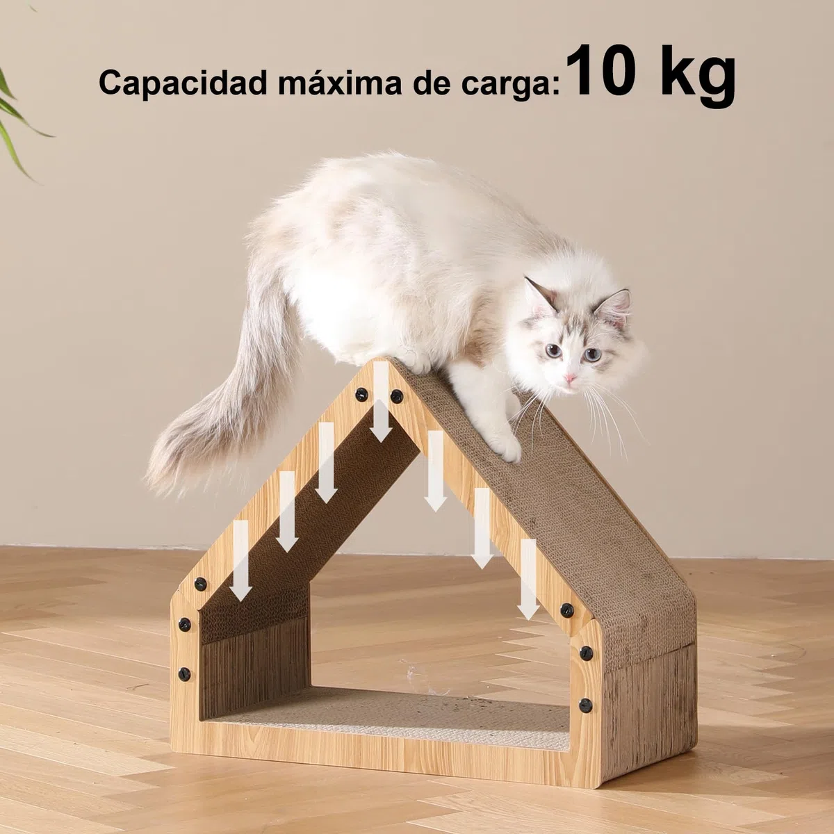 FUKUMARU Rascador para Gatos, Extra Larga 42 cm Rascador de cartón en Forma de casa para Gatos, Resistente Tabla rascadora para Gatos Hecha de Papel Corrugado, Grande