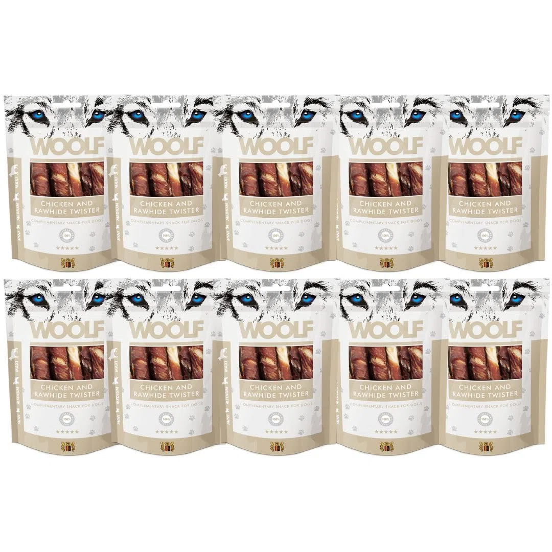 Pack 10x100g - Snacks Naturales Perros - Palitos Cuero Crudo y Pollo - Chuches Sin Conservantes - Premios Perros Saludables - Dog Treats - Vitaminas A y B12 - Refuerzo Inmunológico
