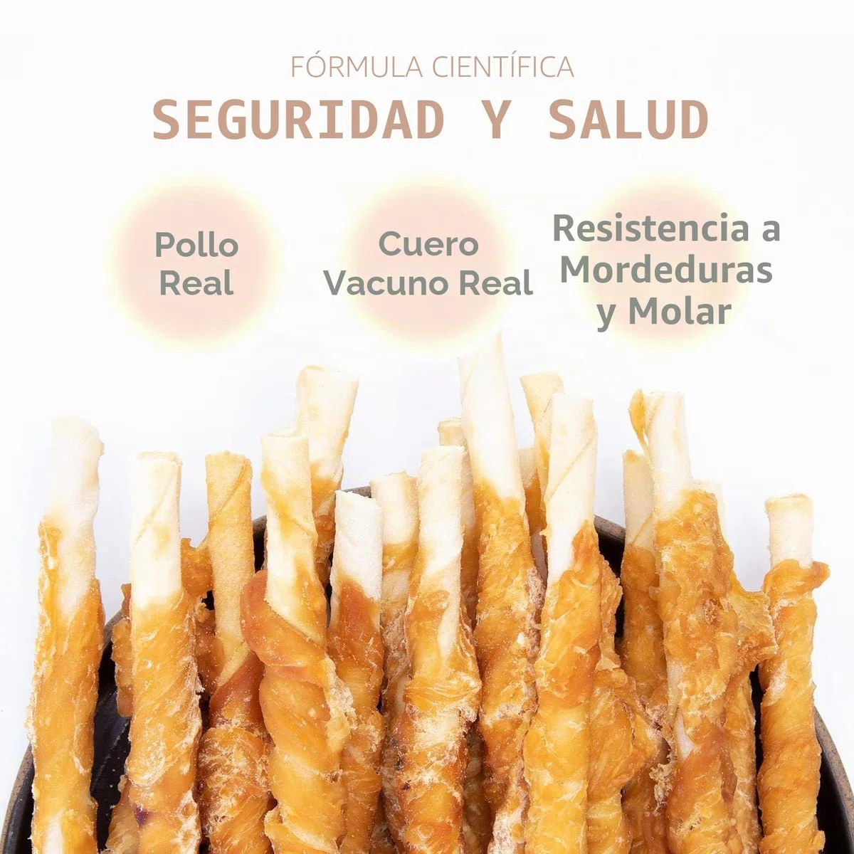 Nobleza - 600g Snack Perro Palitos de Piel de Buey Enrollados con Pollo Deshidratado, Ricos en Proteínas y Bajos en Grasas - 12cm