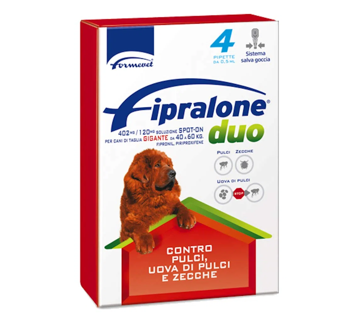 Formevet fipralone Duo Antiparasitario perro gigante de 40 kg a 60 kg, antiparasitario para pulgas, Garrapatas y huevos