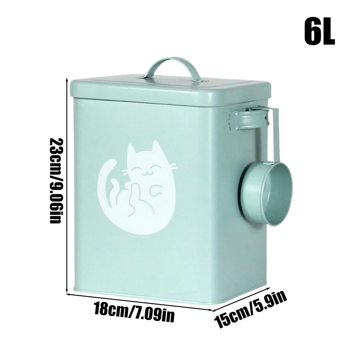 Contenedor de alimentos para mascotas, 6 litros, hermético, con cuchara y dispensador de golosinas, protección contra la humedad para el hogar, cocina, garaje, granja