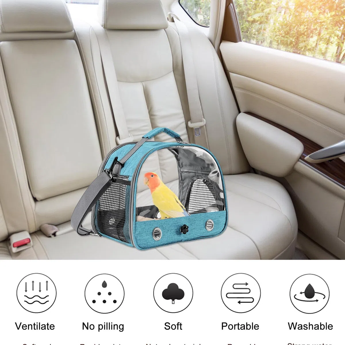 Bolsa De Pájaros Con Barra De Pie Y Bandeja De Acero Inoxidable, Mochila Para Pájaros, Jaula Portátil, Bolsa De Transporte Para Pájaros Pequeños