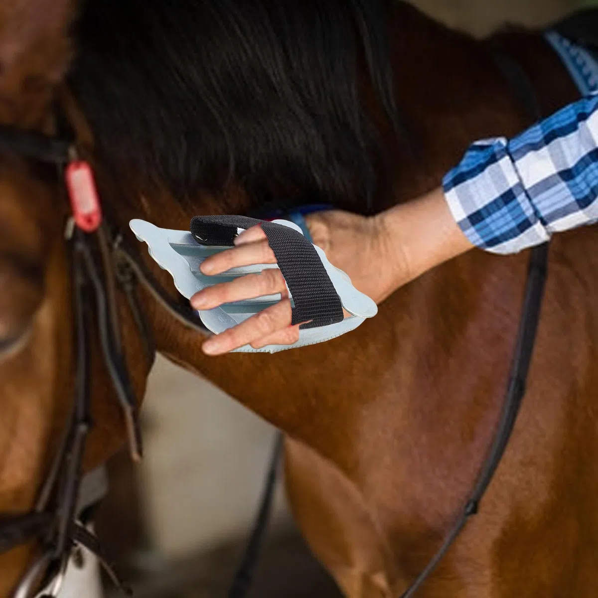 Greensen Cepillo para el Aseo del Caballo, Peine de Acero Inoxidable para el Cuidado del Pelaje Equino con 4 Filas de Dientes Densos para Eliminar Pelo Suelto
