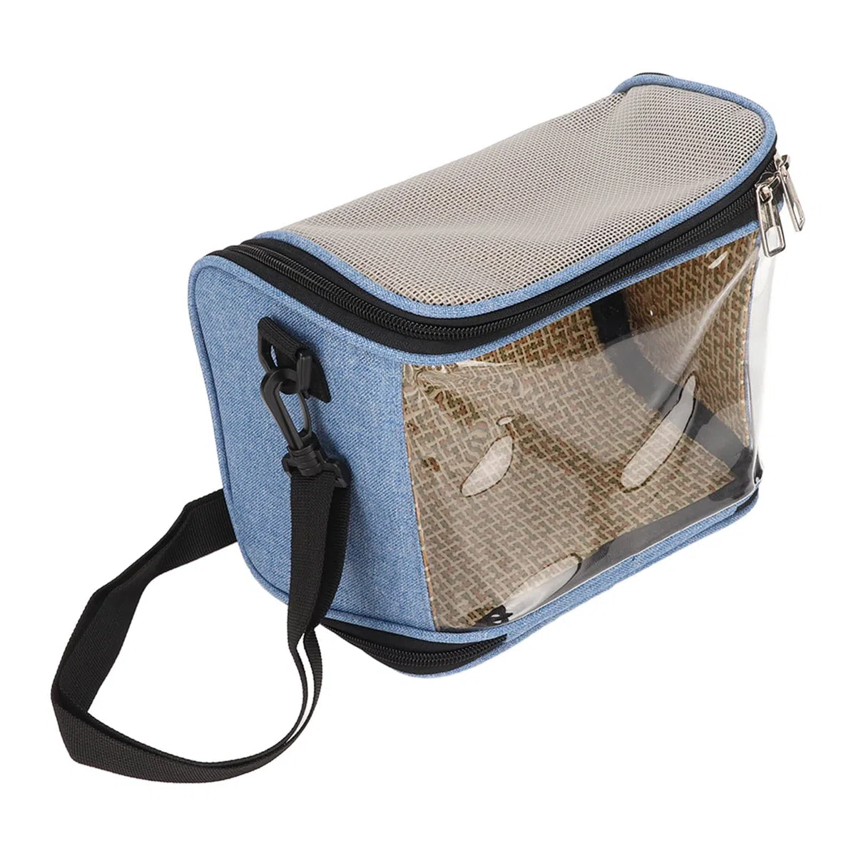 Zerodis Bolsa de Transporte para Periquitos, Jaula de Viaje Transparente, Portátil y Ligera, Transpirable, para Cacatúas, Azul