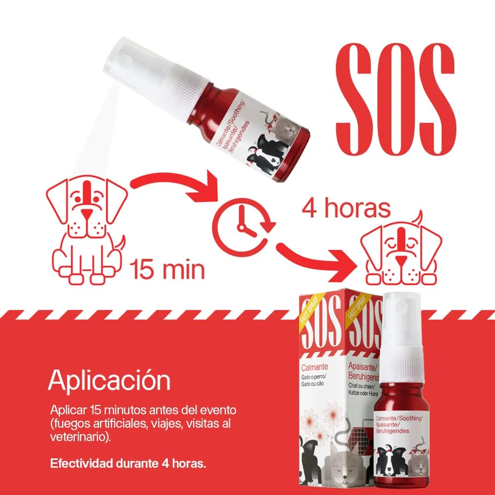 SOS Spray 10ml VOTUM - Tranquilizante para Perros y Gatos, Uso Diario Calmante Perros Vegano Antiestrés Tranquilizante para Gatos Natural Anti Estrés Perro y Calmante Gatos