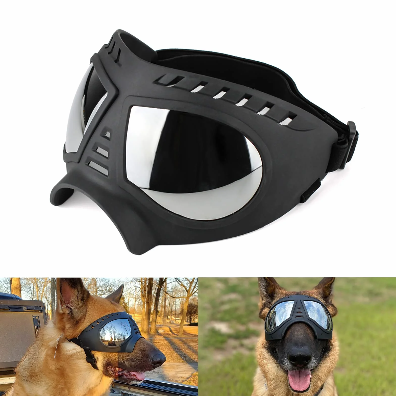 Namsan Gafas de Perro Gafas De Sol Para Perros De Mascotas Protección UV Gafas Impermeables Ajustables a Prueba de Viento para Perros Medianos / Grandes-Negro