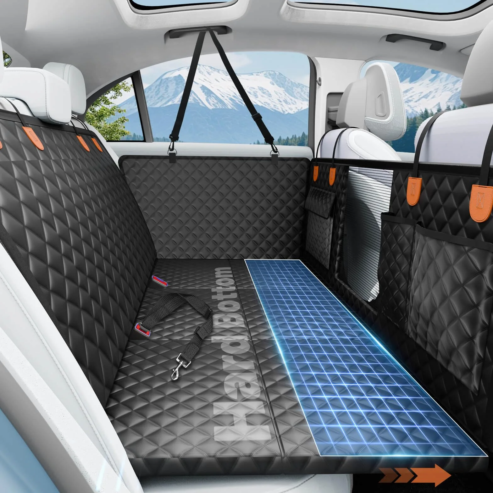 Funda Coche Perro, Impermeable, Antideslizante, Antiarañazos del dura Extensión del Asiento Asiento para Protector Coche Perros Asiento Trasero, Hamaca Viaje Mascotas para la Mayoría de Coches, SUV