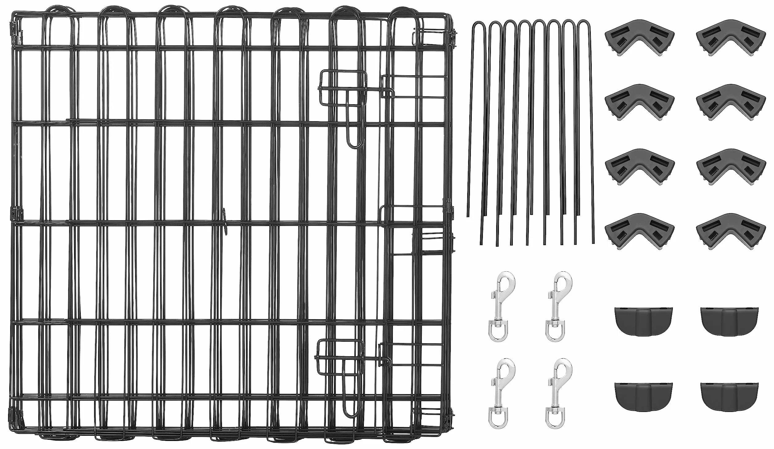 Amazon Basics Octogonal, Parque de metal plegable para perros y mascotas de 61 cm, con puerta, Negro