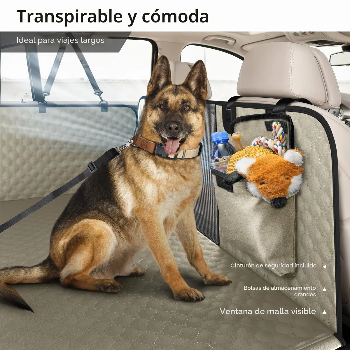 SHARLOVY Extensor de asiento trasero de camión XL para perros, cubierta de asiento de coche para perros de fondo duro grande para asiento trasero, hamaca de coche para perros de servicio pesado