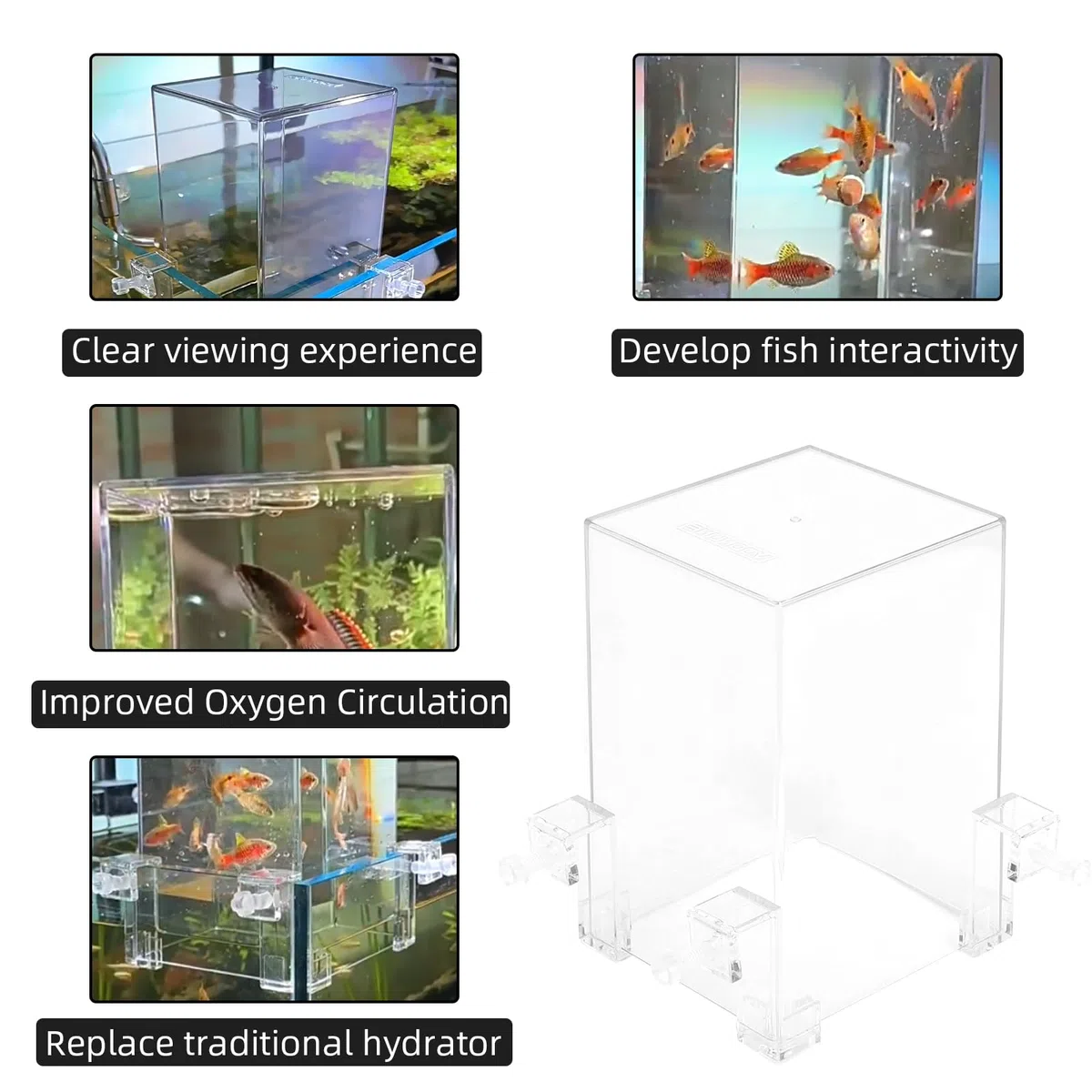 Torre de peces de presión negativa de acrílico, acuario de extensión de aire, acuario suspendido al vacío para paisajismo ecológico, piscina de peces de agua con reposición de agua para el hogar