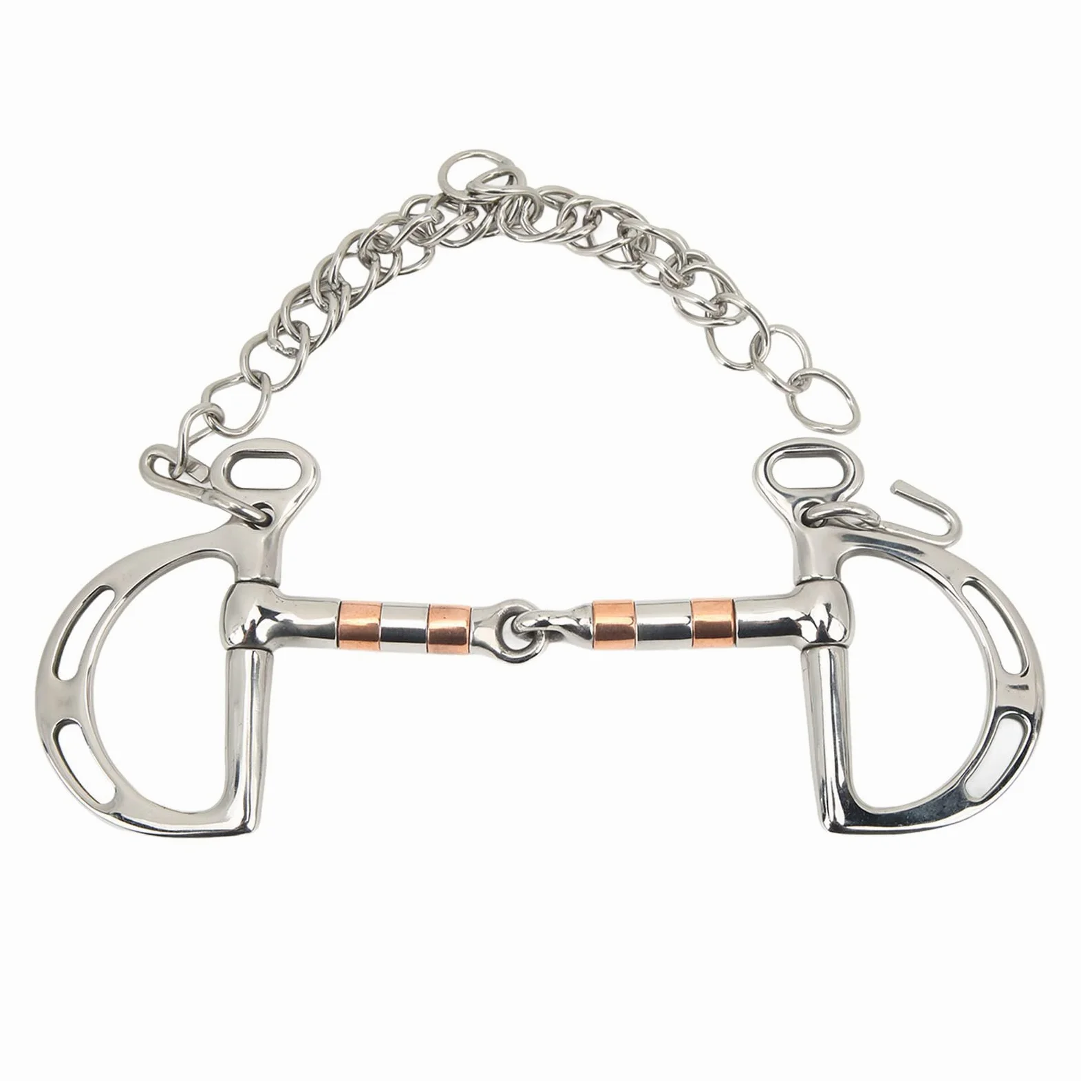 Boca D Ring Comfort Snaffle Horse bit, Rodillo de Cobre de Acero Inoxidable con Cadena, 250x105 Mm/9.8x4.1in Fácil de Usar Horse bit Snaffle bit Horse Racing Accesorio para Boca de Caballo de 125 Mm