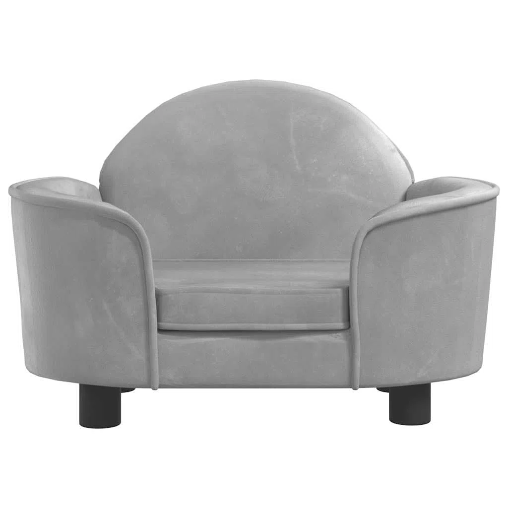 vidaXL Cama para Perros de Terciopelo Gris Claro 66x40x45 cm, sofá para Perros, Cama para Cachorros, Asiento para Perros, sofá para Mascota