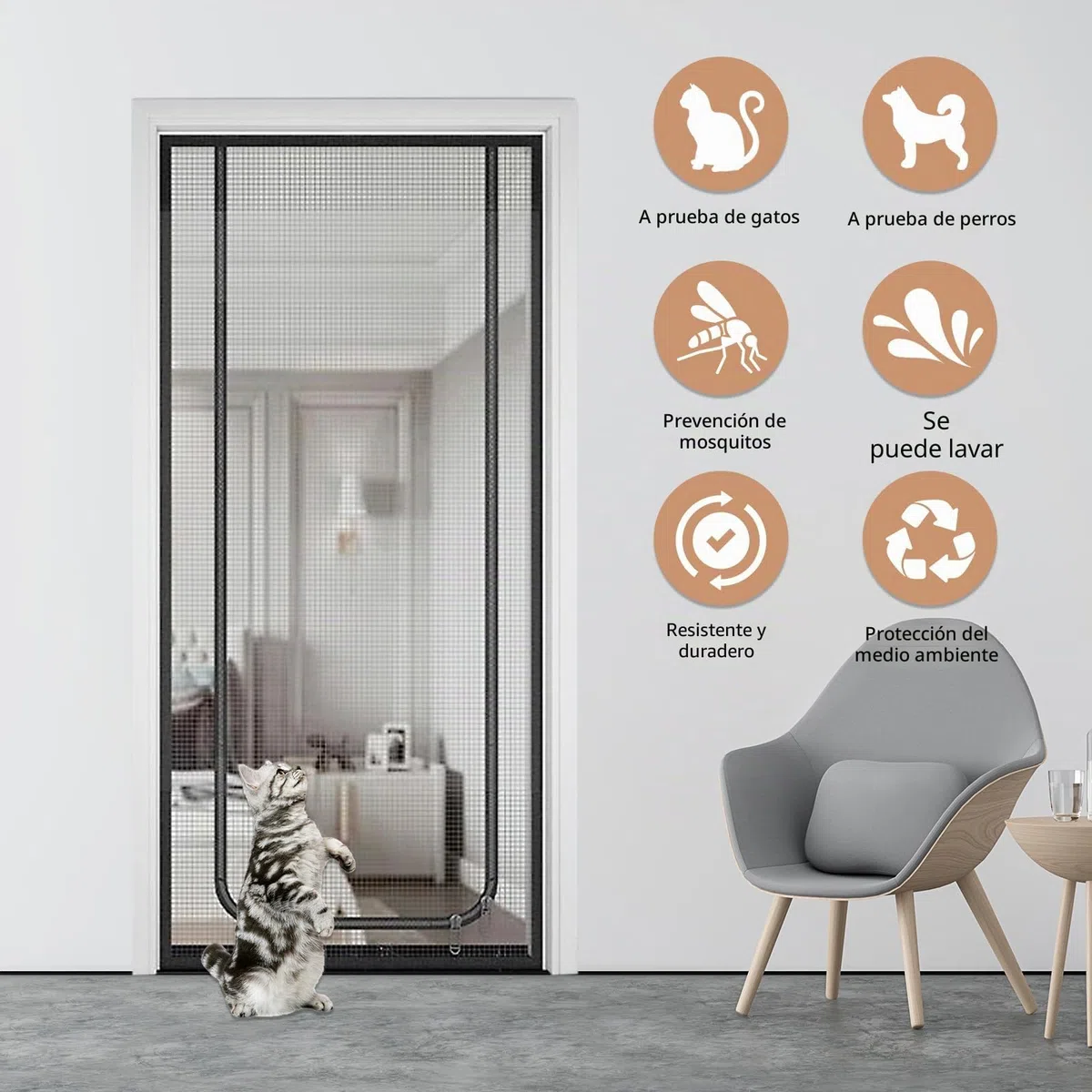 Rejilla para Gatos y Puerta de Balcón - Malla Segura para Mascotas en Salón, Dormitorio, Cocina y Terraza - Resistente y Gruesa para Evitar Escapes (80 x 200)