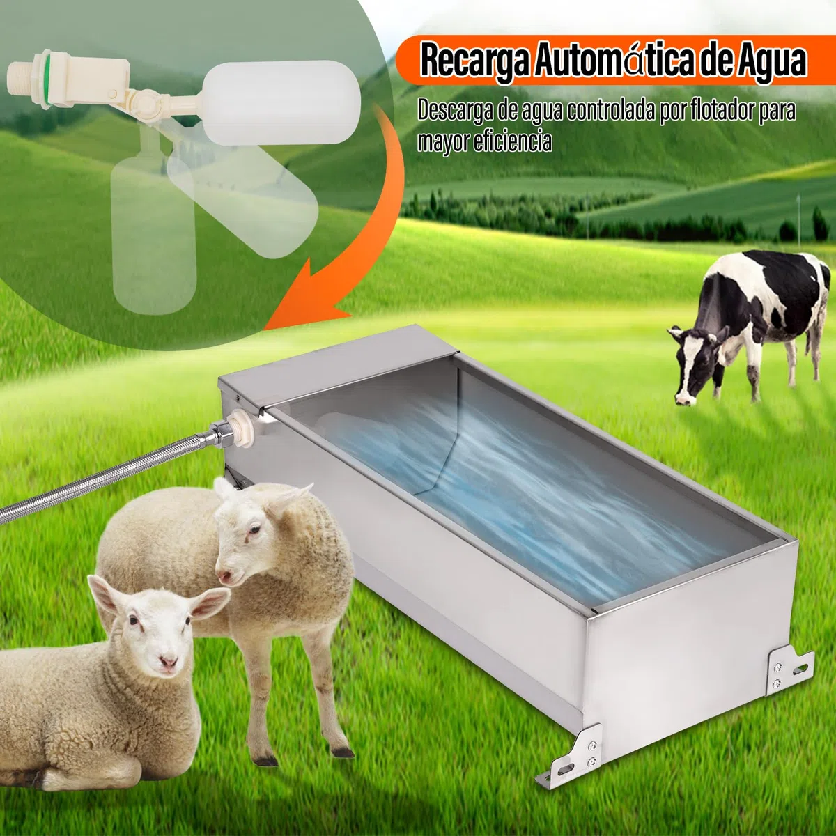 Bebedero Automático Para Caballos , Bebedero de Acero Inoxidable con VáLvula de Flotador Ajustable de 1/2 Pulgada Para Caballos, Vacas, Cerdos, Ovejas, Perros y Bebederos