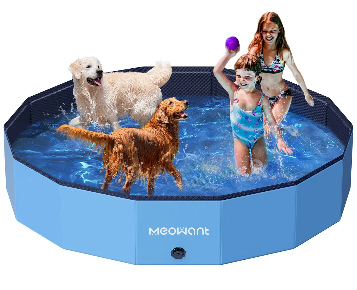 Meowant Piscina Plegable para Perros, PP Material Resistente y Duradero, Diseño Antideslizante para Mayor Seguridad, Piscinas Plegables para Perros de Todos los Tamaños 2XL(180×30cm)