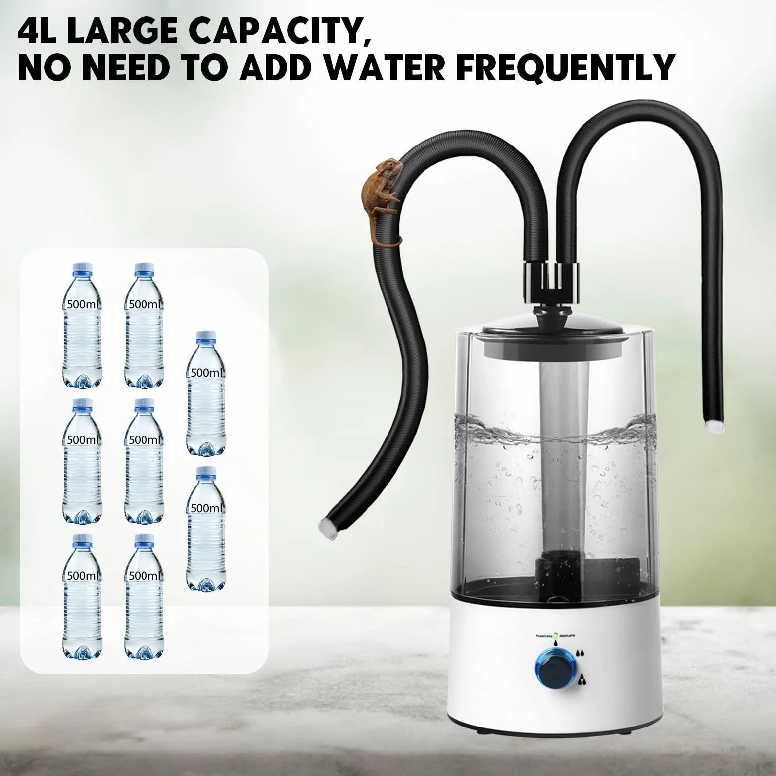 4L Humidificador para Terrarios de Reptiles, Nebulizador con doble Barril Extensible y Ajuste de Pulverización en tres Etapas, Humidificador para Terrarios de Reptiles
