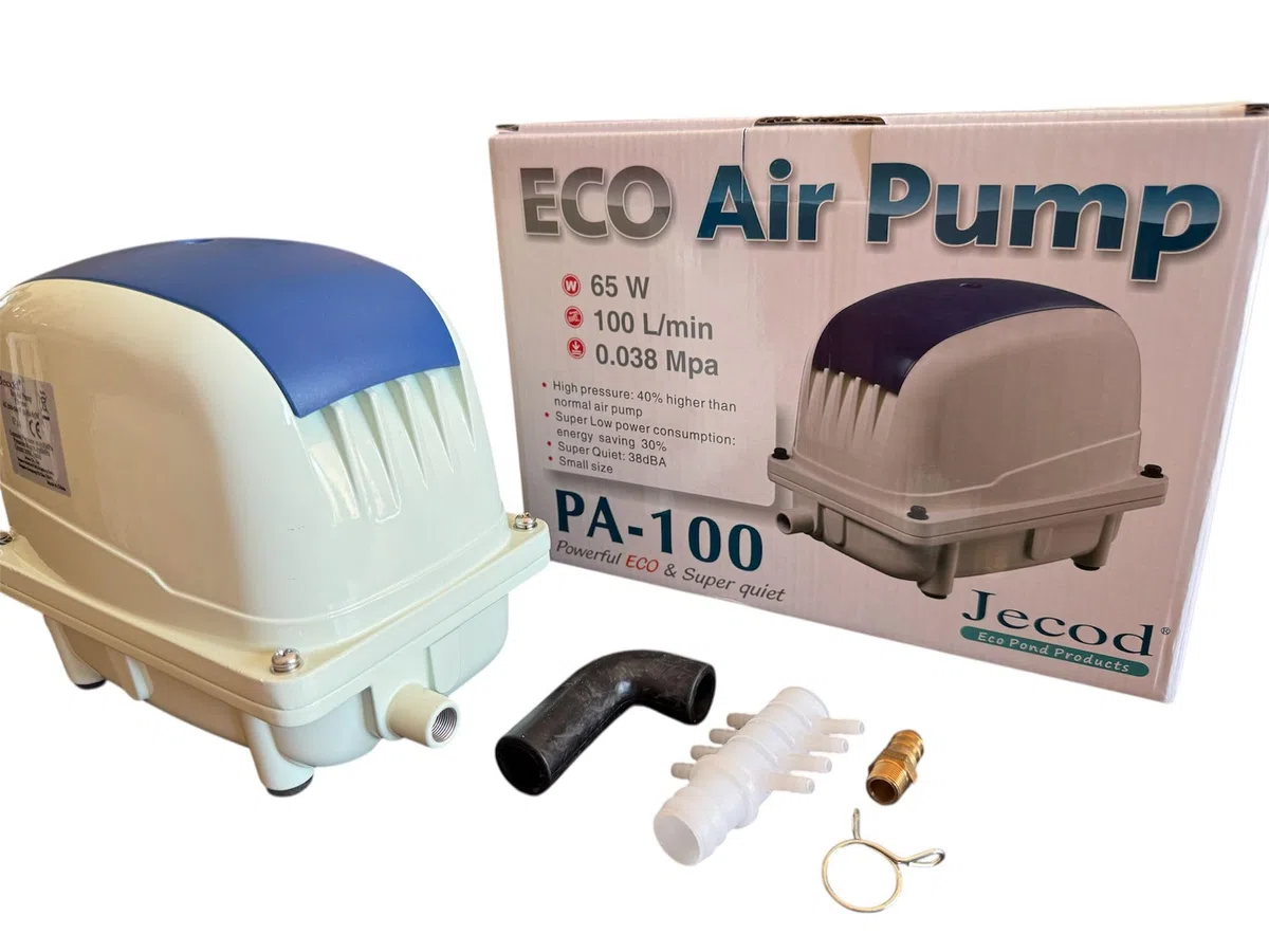 Jecod PA-100 Bomba de Aire Profesional 100 L/min – Compresor Silencioso y de Alta Eficiencia para Estanques, Acuarios Grandes, Hidroponía y Acuicultura Alto Caudal, Bajo Consumo