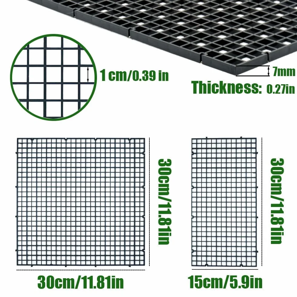 LINLAN 12 Piezas 30x30cm/11.8x11.8in Separador para Acuario, Bandeja Inferior de Filtro, Tablero de Rejilla para Filtración DIY y Protección del Fondo en Aquascaping (Blanco-Sin Accesorios)