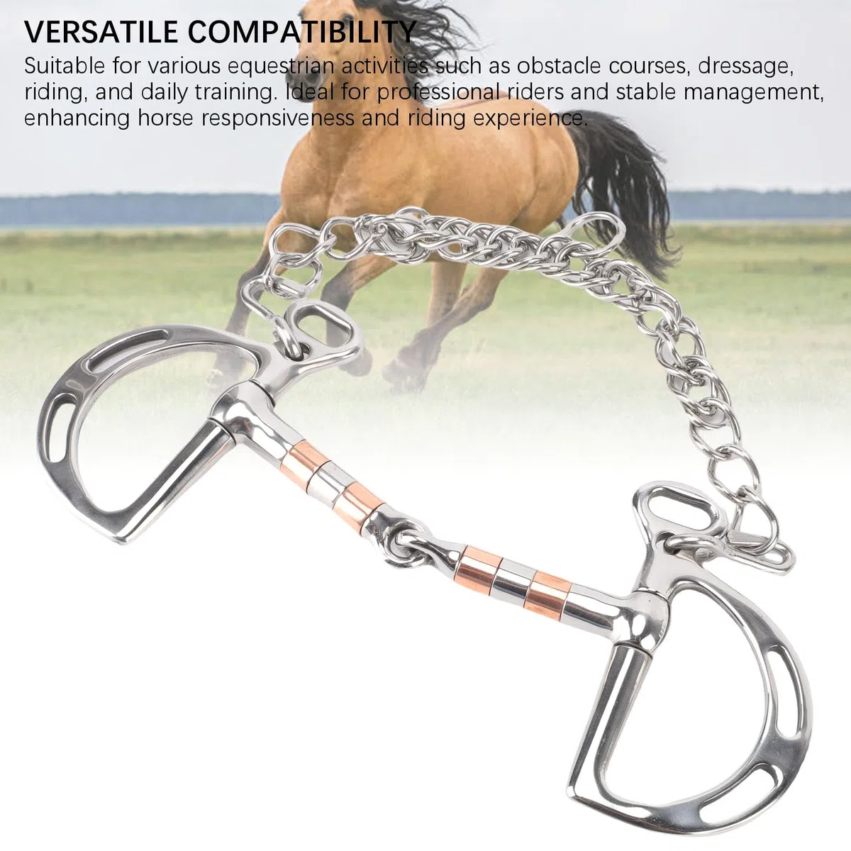 Pssopp Broca de Snaffle de Acero Inoxidable, Diseño Ranurado con Boca Articulada Hueca para un Control y Comodidad Mejorados en la Conducción Ecuestre