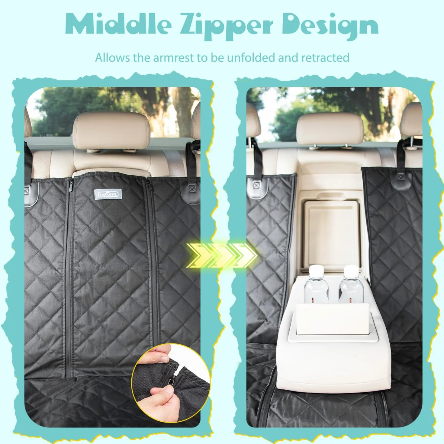 Nobleza Funda Asiento Coche Perro, 137x121CM, Impermeable, Antideslizante, Universal Negro para SUV y Coche, Cubre Asientos, Cushion
