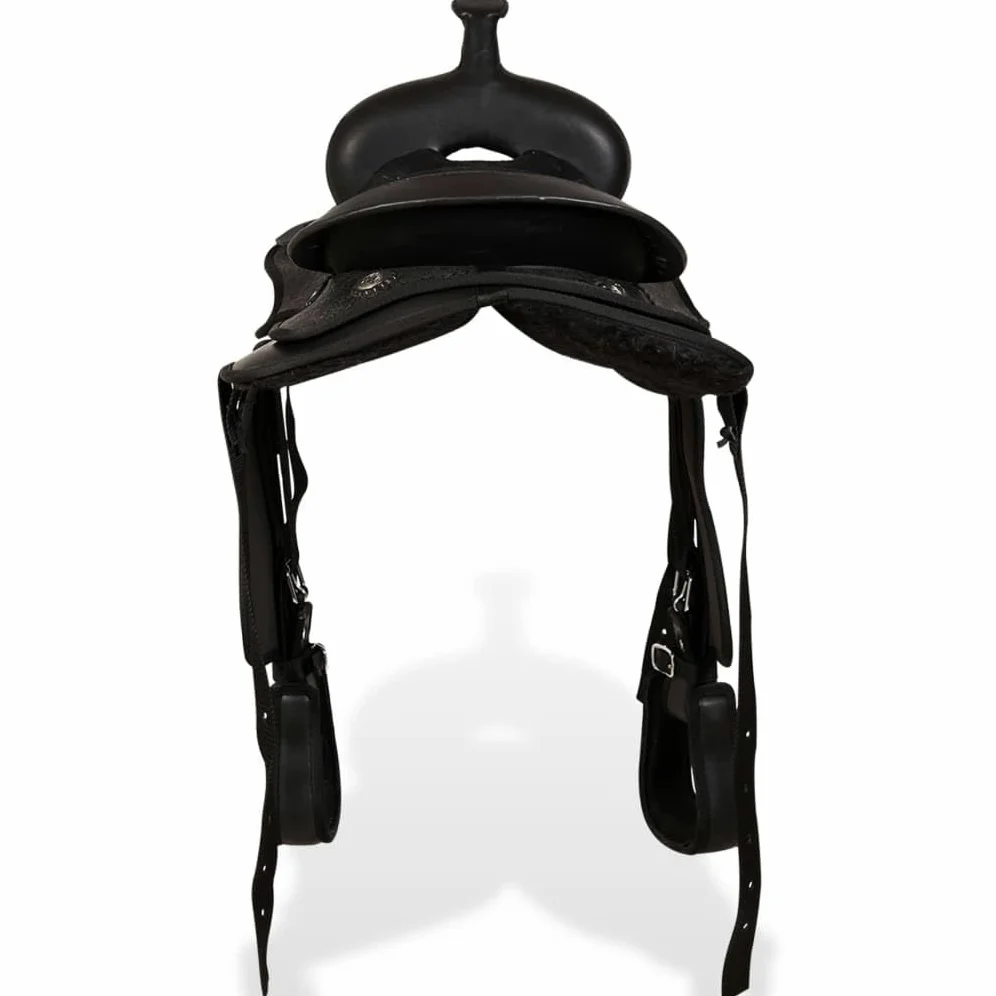 Genérico Montura Occidental, cabezada y Pechera Cuero Real 12" Negra Deportes, Actividades al Aire Libre, Equitación, Arreos para Caballos, Monturas Negro 6,32 kg