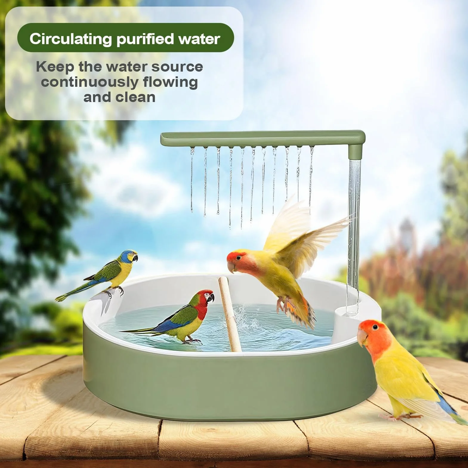 Bañera de Loros – Ducha Interior para pájaros de agapornis, cacatúas, Pinzas, cacatúas y Conures con función de Estanque de Agua para Uso en Jaula, fácil Limpieza, Acceso al baño, 12.5 x 11.0 x 9.84