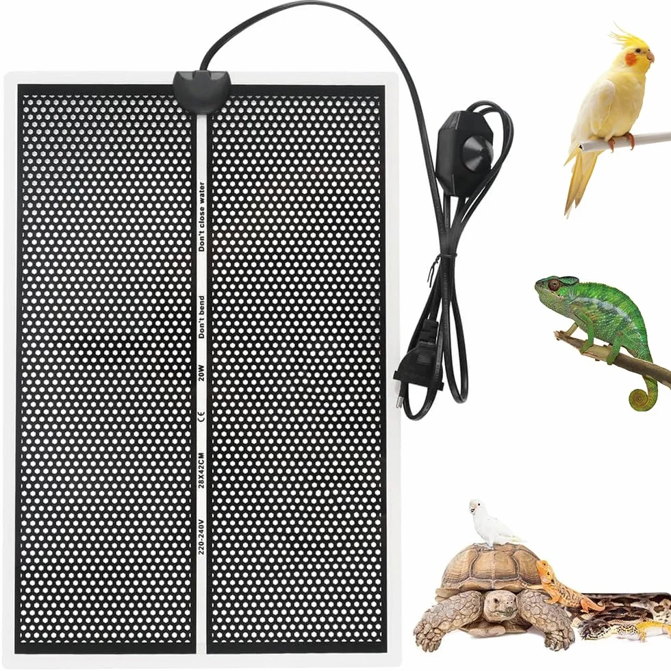 Manta Calefactora para Reptiles, 20W Manta Térmica para Reptiles, Alfombrilla Térmica para Reptiles Calentador Ajustable, Manta Termica Terrario, para Lagarto, Serpiente, Tortuga (42 x 28 cm)