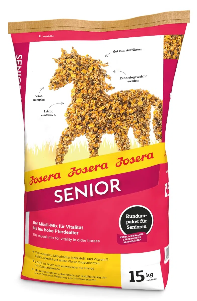 Josera Senior, 1 x 15 kg, Comida Premium para Caballos con Complejo Vital, fácil de digerir, Buena para Alimentar, Comida para Caballos Senior
