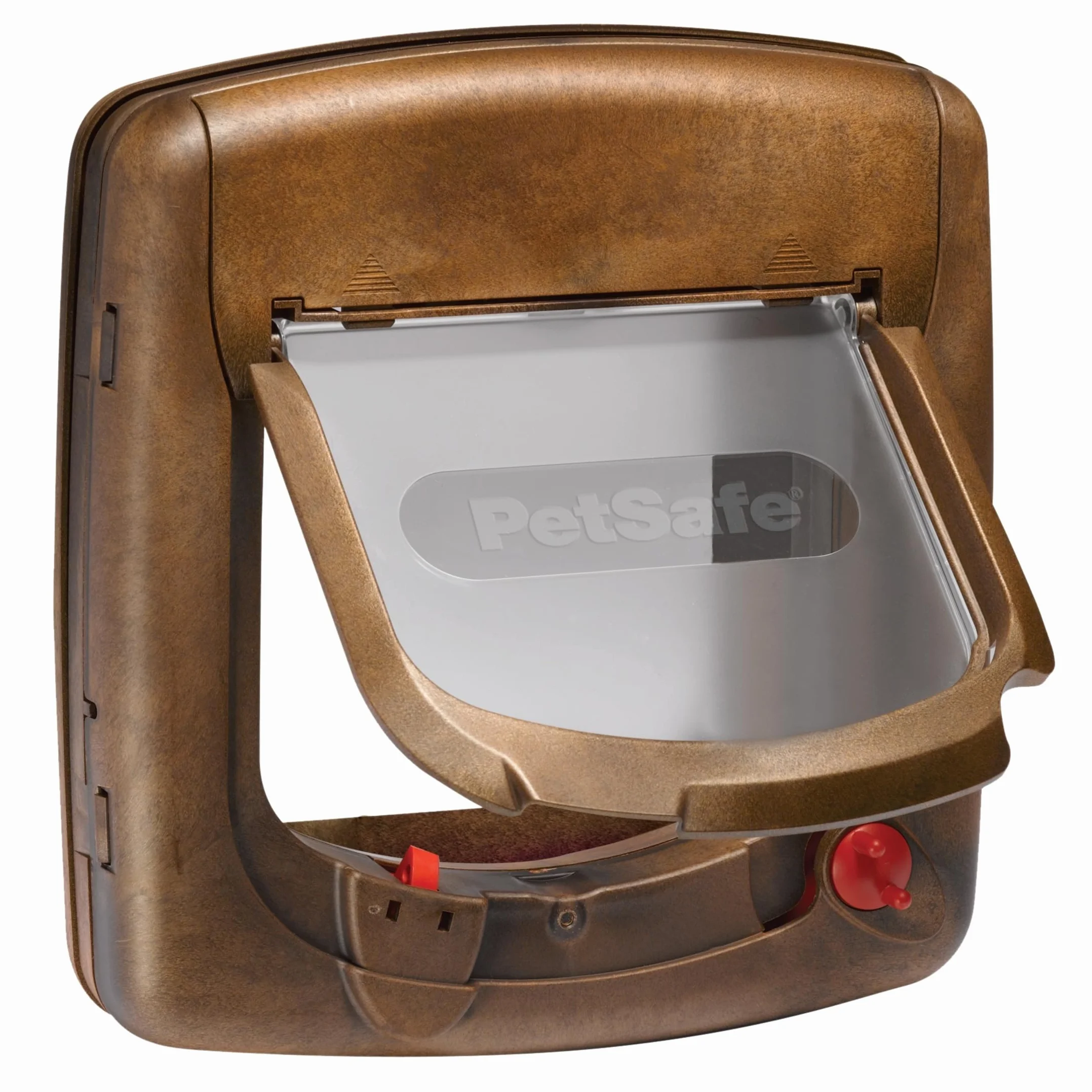 PetSafe Staywell Deluxe - Puerta para Gatos, Gatera con Sistema de Bloqueo de 4 Posiciones - Collar con Llave Magnética - Fácil de Instalar - Acabado en Madera