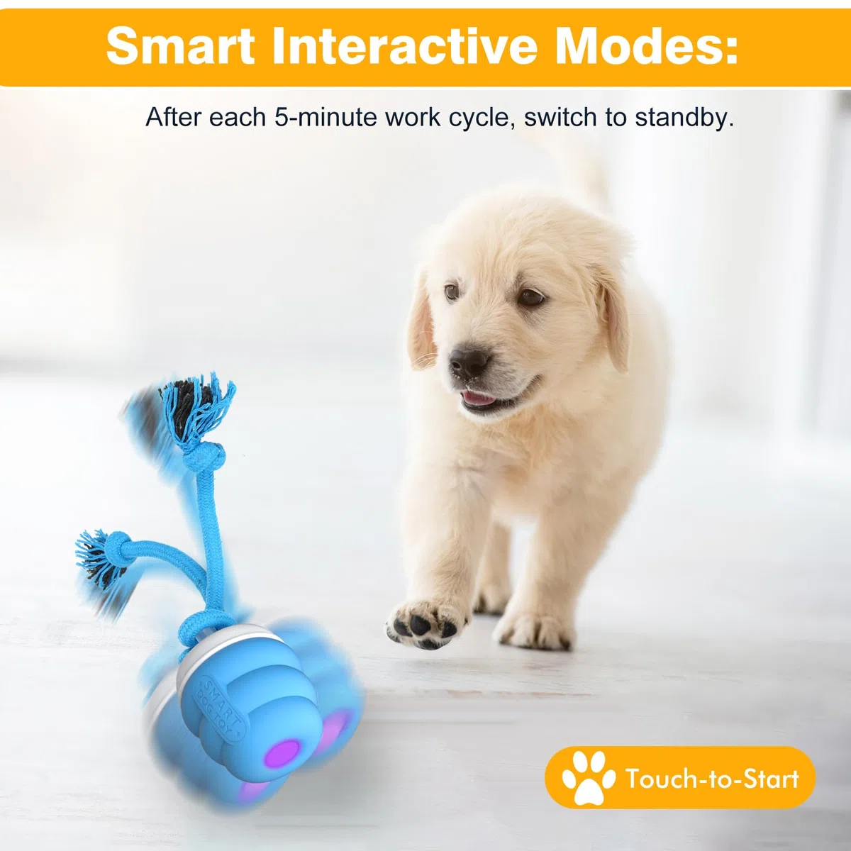 Juguete Interactivo para Perros – Bola Automática Inteligente para Perros Pequeños, Mantiene a los Perros Estimulados Mentalmente y Entretenidos, Modo de Juego Autónomo (Azul)